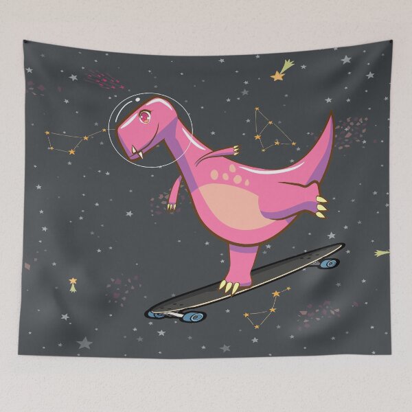 Item preview, dinosaur skating in the space  designed and sold by Northendesigns.