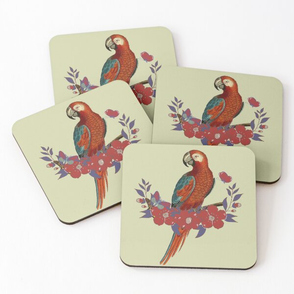 Item preview, Parrot with flowers designed and sold by avocadissimo.