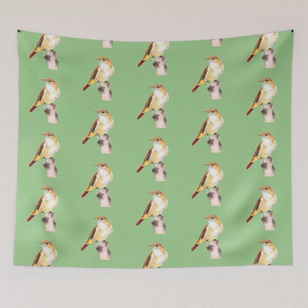 Item preview, Nightingale Songbird on light green designed and sold by IslesArt.