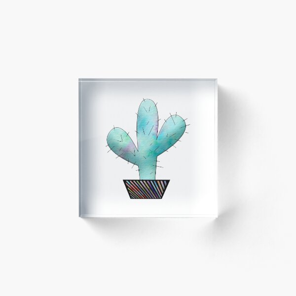 Cactus Watercolor Aesthetic Acrylic Block