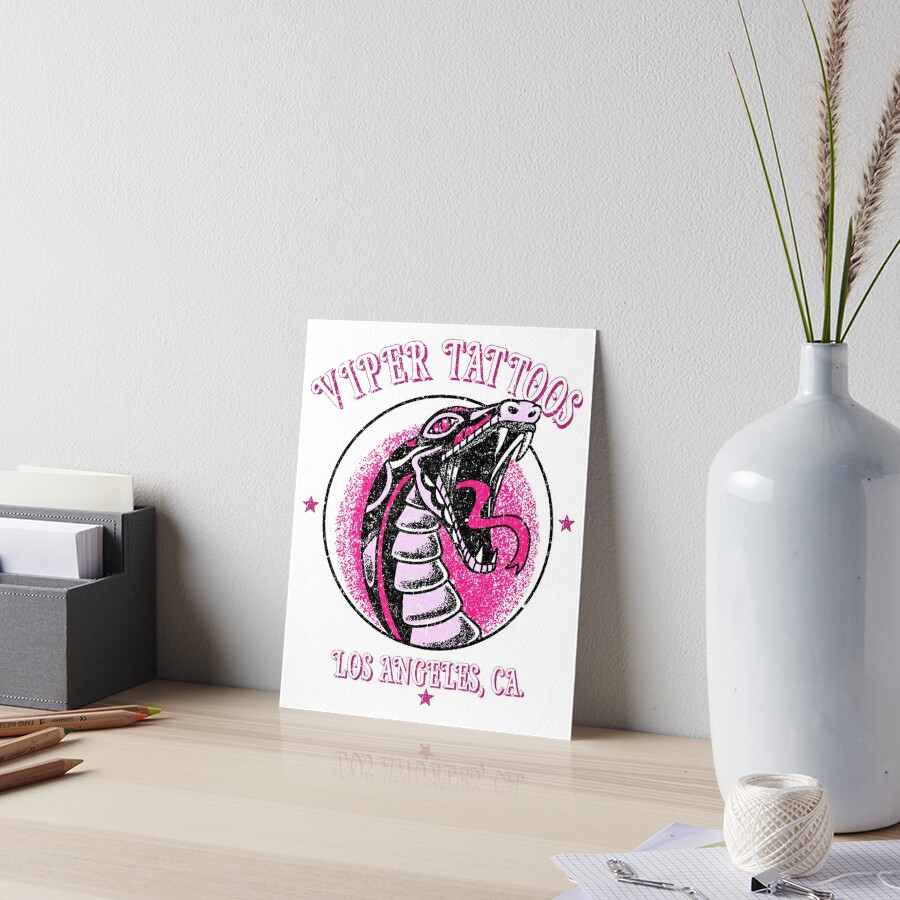 "Viper Tattoo, Los Angeles Tattoo Studio Snake Logo" Art Board Print