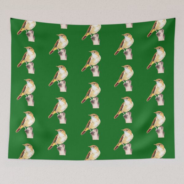 Item preview, Nightingale Songbird on dark green designed and sold by IslesArt.