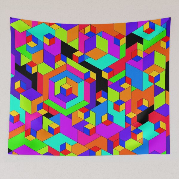 Item preview, Geometric Cubist Block Nightmare designed and sold by Amanda Lucas.