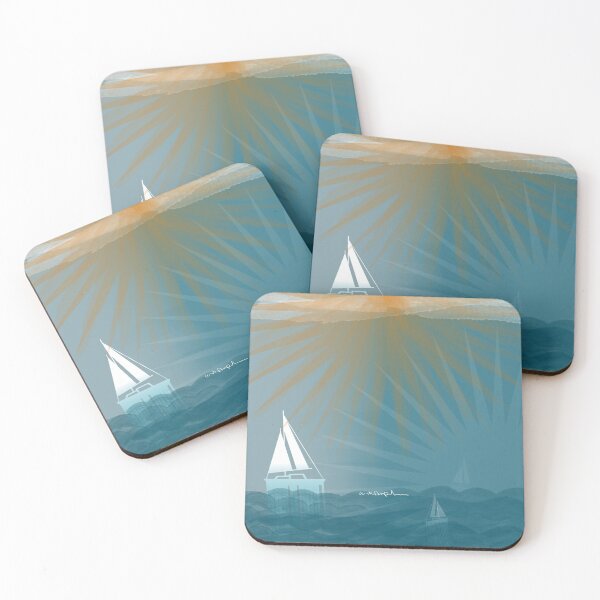 Item preview, Abstract seafaring - boats with sun and clouds designed and sold by uskARpT.