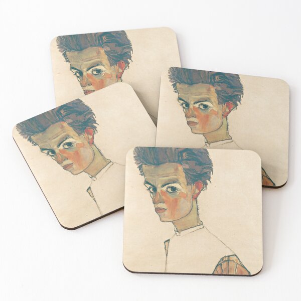 Item preview, Egon Schiele - Self-Portrait with Striped Shirt (Selbstbildnis mit gestreiftem Hemd) (1910) designed and sold by HistoryRestored.