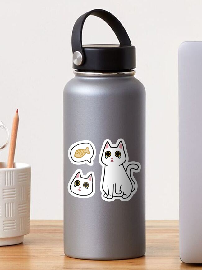 Thumbnail 1 of 3, Sticker, Always Hungry Kitty designed and sold by ElectricFangs.
