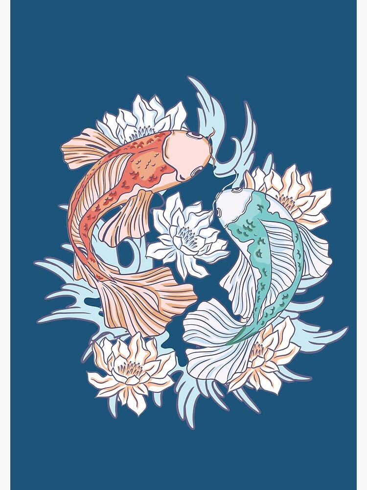 Koi Fish With Lotus Flowers Spiral Notebook For Sale By