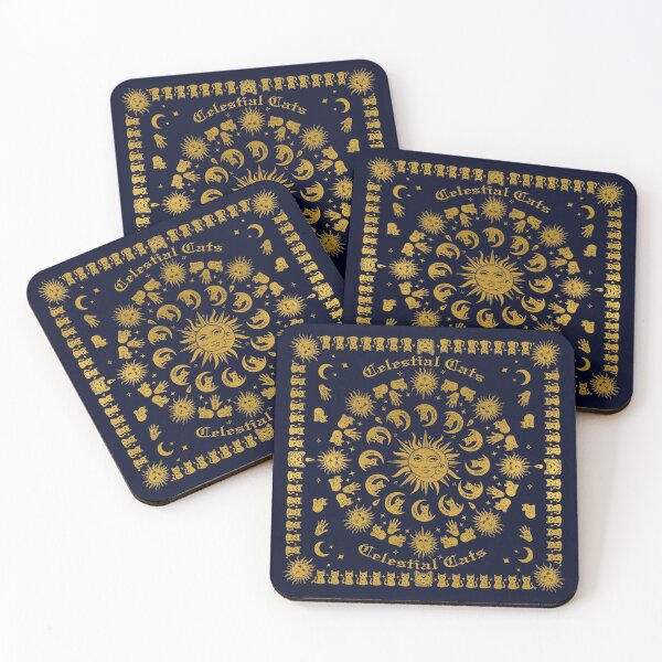 Item preview, Copy of Celestial Cats Bandana in Blue and Gold designed and sold by Nola Lee Kelsey.