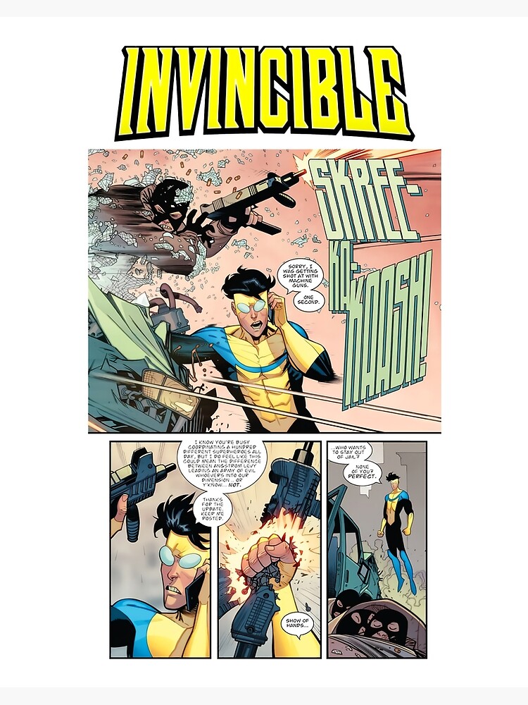 invincible, comic, robert kirkman, image comics,cover, superheroes,  guardians of the globe, Mark Grayson,Invincible, Nolan Grayson, Omni-Man,  Atom Eve, Poster for Sale by josram