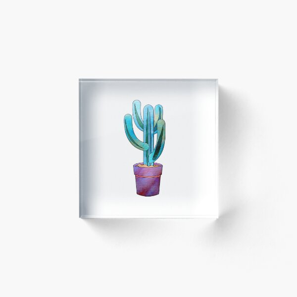 Cactus Watercolor Delightful & Succulent Art Acrylic Block