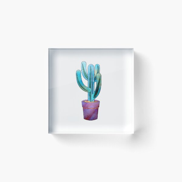Cactus Watercolor Delightful & Succulent Art Acrylic Block