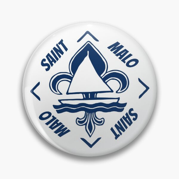 Item preview, Saint Malo in Britanny Bretagne France - Navy Blue Vintage Sailor Logo - Sailing Boat with Heraldic Lily designed and sold by Vintage-TM.