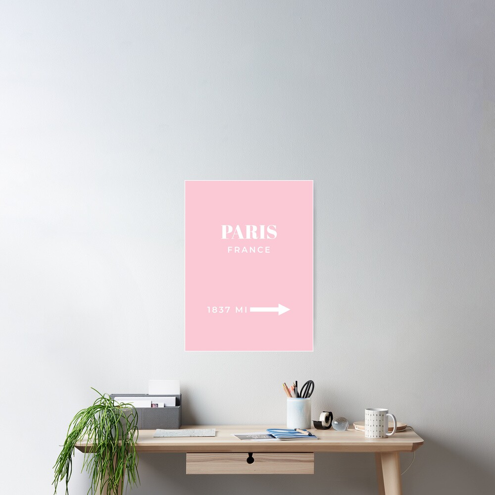 "Paris Print Pink Paris Wall Art Skyline Paris Poster Fashion Poster