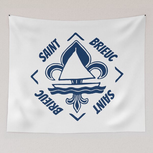 Item preview, Saint Brieuc in Britanny Bretagne France - Navy Blue Vintage Sailor Logo - Sailing Boat with Heraldic Lily designed and sold by Vintage-TM.