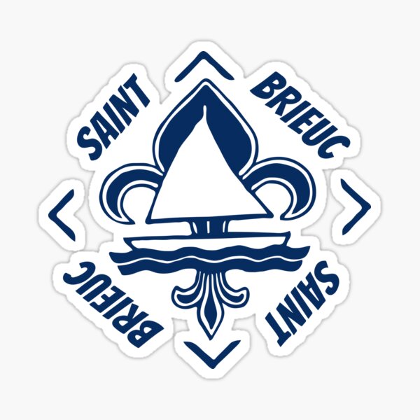 Aperçu de l'œuvre Saint Brieuc en Bretagne Bretagne France - Logo Marin Vintage Bleu Marine - Voilier avec Heraldic Lily créée et vendue par Vintage-TM.
