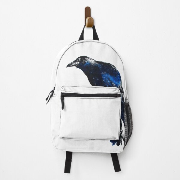 Item preview, Crow Raven painting black blue designed and sold by Fanny Ducrot.