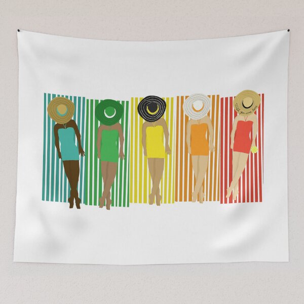 Item preview, Sunbathing Ladies on Rainbow Towels designed and sold by jenbucheli.