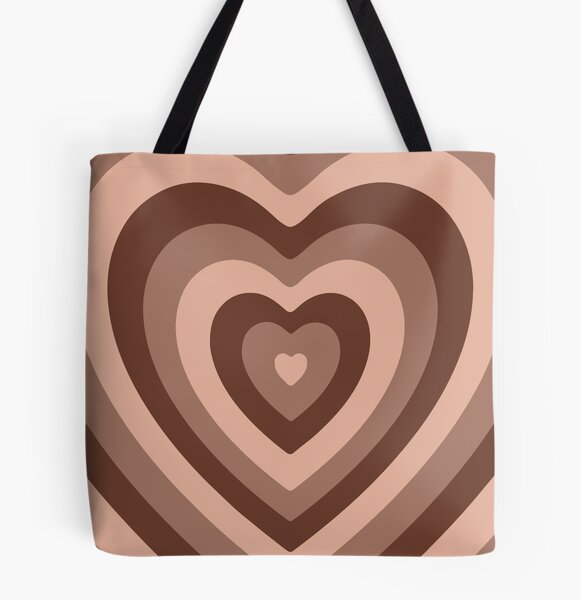 Aesthetic Hypnotic Brown Hearts Tote Bag by Simple Decor