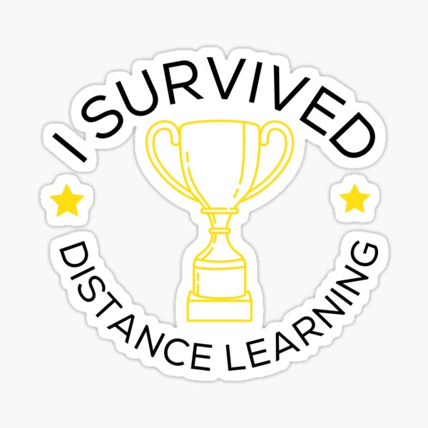 Minimalist I survived distance learning - Logo Style Sticker