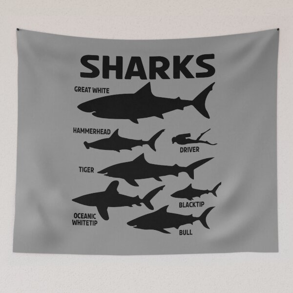 Item preview, Shark Lengths Sizes Types Species Ocean Fish Lover Gift designed and sold by TheAplus.