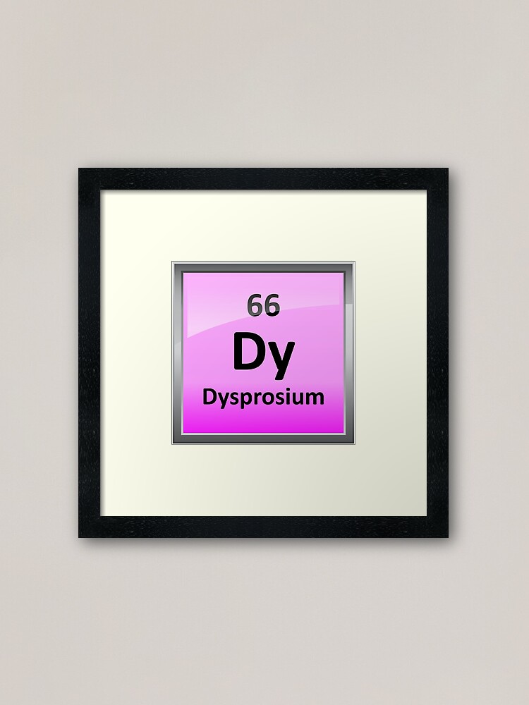 Dysprosium Periodic Table Element Symbol Framed Art Print By Sciencenotes Redbubble