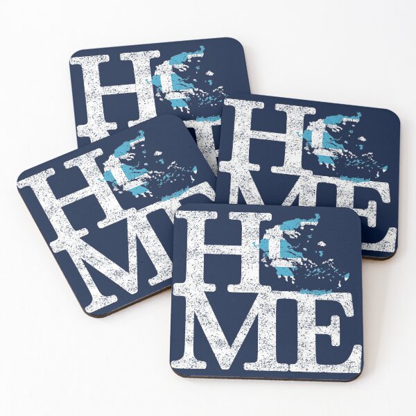 Item preview, "HOME" Distressed Typography with the map of Greece and the Greek Flag designed and sold by Happy Puppy Print On Demand.
