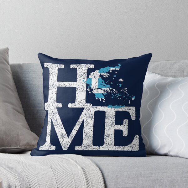 Item preview, "HOME" Distressed Typography with the map of Greece and the Greek Flag designed and sold by Happy Puppy Print On Demand.