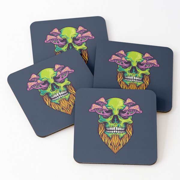 Item preview, Green skull with mushrooms designed and sold by WildOverload.