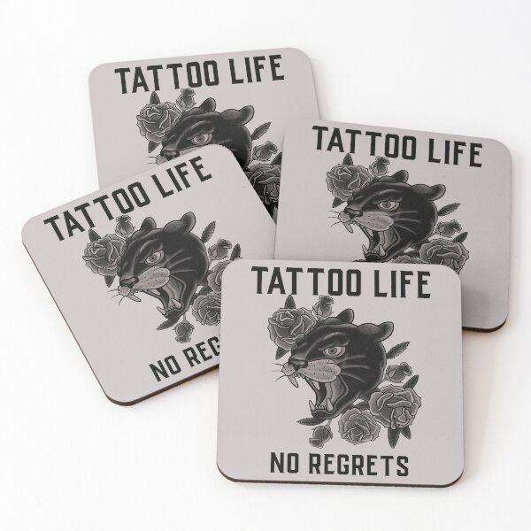 Item preview, Tattoo Life, No Regrets, Panther, Rose Tattoo Design designed and sold by Proverbial Wisdom Design.