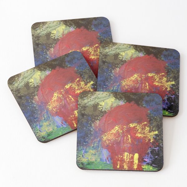 Item preview, Red Skull in Forest, Surreal Pop Art, Acrylics on Canvas designed and sold by RadicalGaymer.