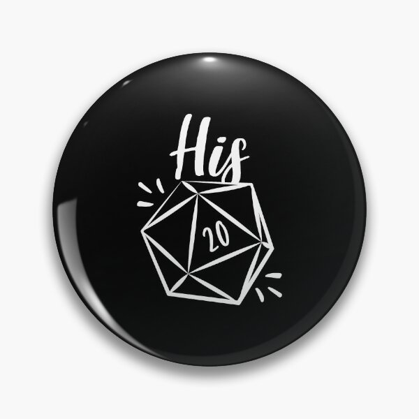 Item preview, "His" D20 rolling a natural 20 critical hit - mix and match couples RPG role playing game dice meme - Light Print designed and sold by GeekyMumDesigns.