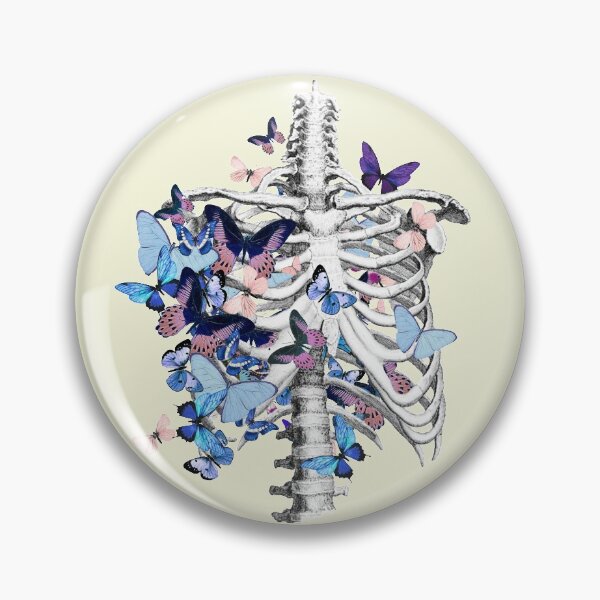 Item preview, rib cage and blue butterflies, ribcage, human skeleton art designed and sold by Collagedream.