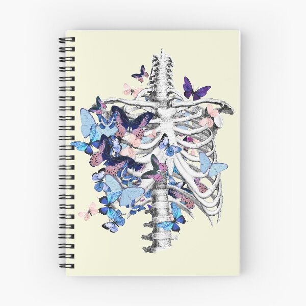 Item preview, rib cage and blue butterflies, ribcage, human skeleton art designed and sold by Collagedream.