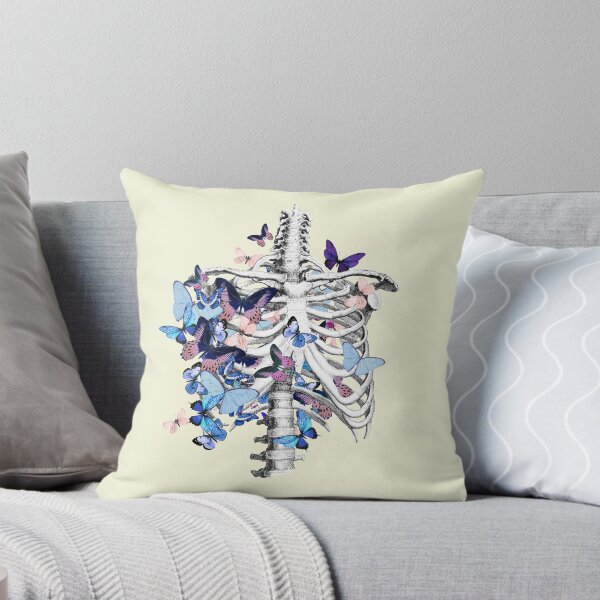 Item preview, rib cage and blue butterflies, ribcage, human skeleton art designed and sold by Collagedream.