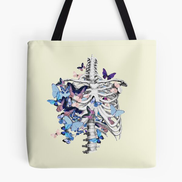 Item preview, rib cage and blue butterflies, ribcage, human skeleton art designed and sold by Collagedream.