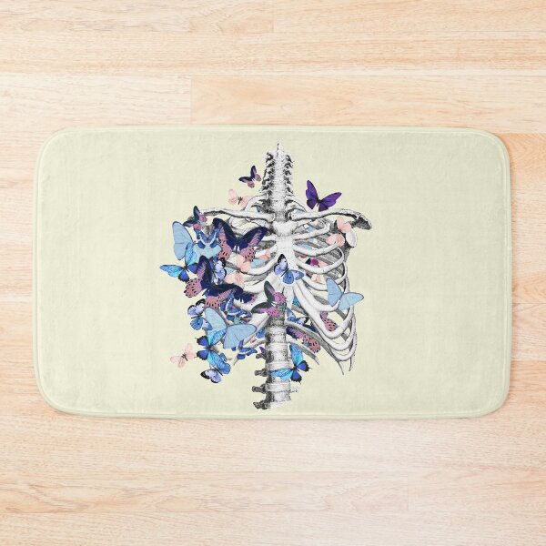 Item preview, rib cage and blue butterflies, ribcage, human skeleton art designed and sold by Collagedream.