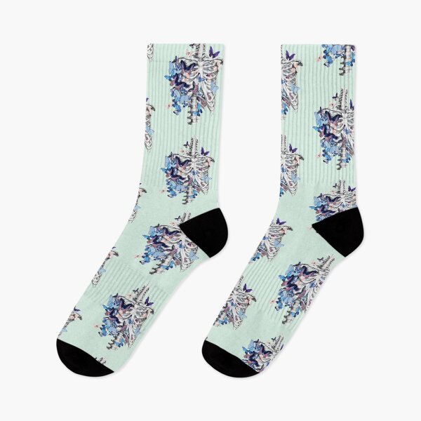 Item preview, rib cage and blue butterflies, ribcage, human skeleton art designed and sold by Collagedream.