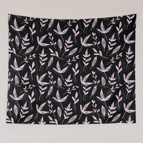 Item preview, Arrangement of Pink Floral Leaves (Black Background)  designed and sold by edcullenrx.