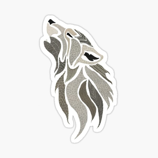 Howling Wolf on Black Sticker