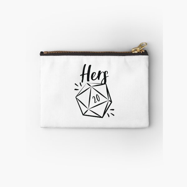 Item preview, "Hers" D20 rolling a natural 20 critical hit - mix and match couples RPG role playing game dice meme - Dark Print designed and sold by GeekyMumDesigns.