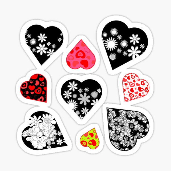 red heart with eye y2k sticker pack