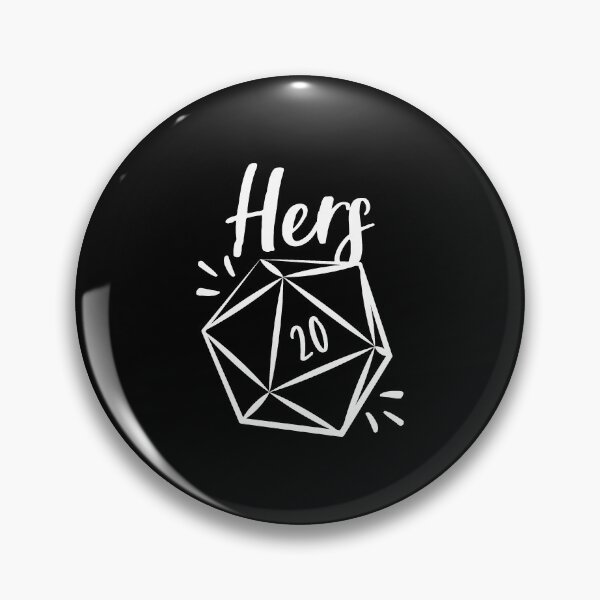 Item preview, "Hers" D20 rolling a natural 20 critical hit - mix and match couples RPG role playing game dice meme - Light Print designed and sold by GeekyMumDesigns.