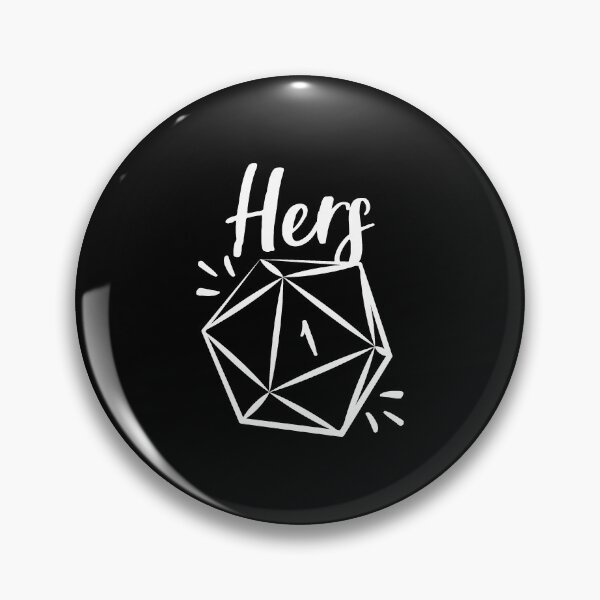 Item preview, "Hers" D20 rolling a natural 1 critical fail - mix and match couples RPG role playing game dice meme - Light Print designed and sold by GeekyMumDesigns.