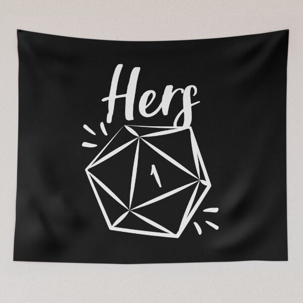 Item preview, "Hers" D20 rolling a natural 1 critical fail - mix and match couples RPG role playing game dice meme - Light Print designed and sold by GeekyMumDesigns.