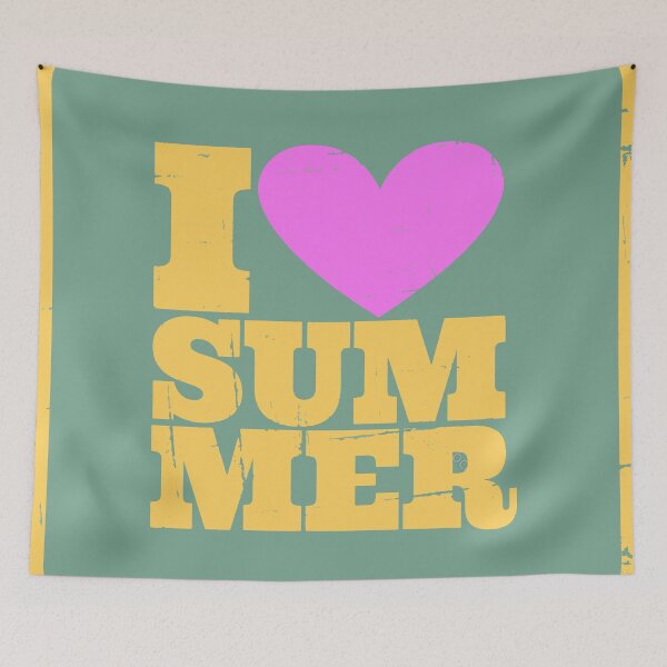 Item preview, I Love Summer Yellow wording Text On Green Background Wording Text Label Slogan designed and sold by WearWolfDesigns.