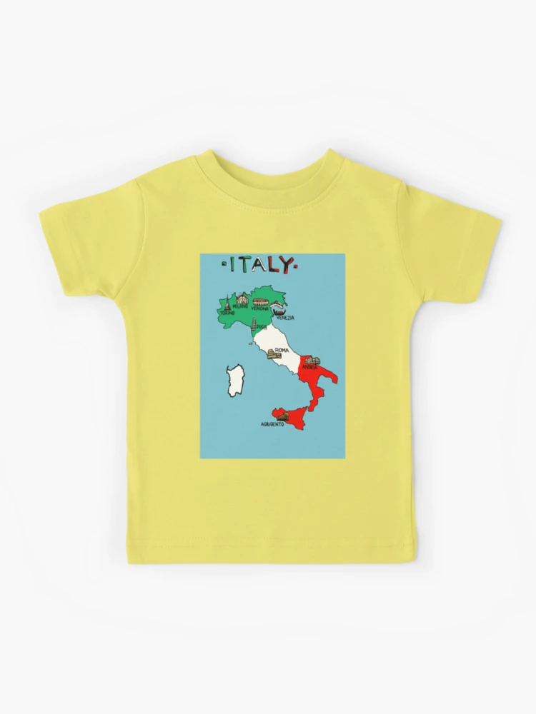 T-shirt Italie Silhouette Carte Avec Villes - Rome, Voyage Europe - Multi Tailles S-3XL - 100% Coton