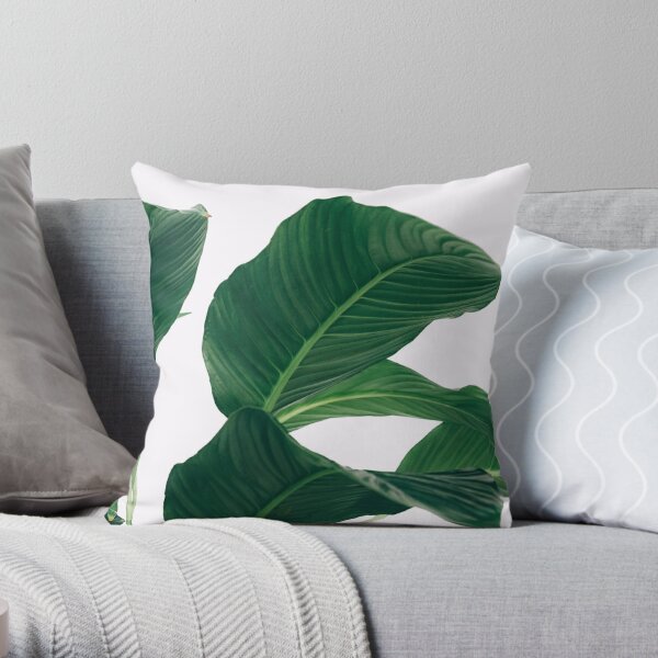 Tropical Palm Tree Leaf Throw Pillow