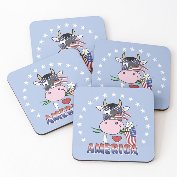 Item preview, I Love America Patriotic 4th of July Cow designed and sold by NoBonesLife.