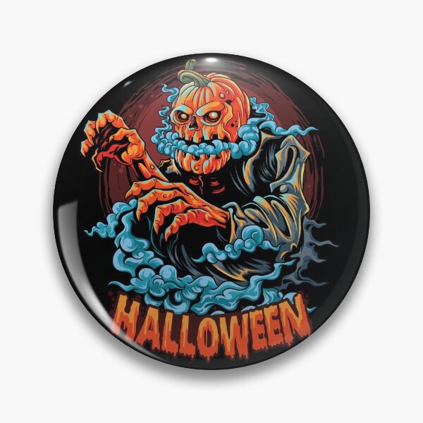 Item preview, a halloween zombie with a pumpkin head filled with smoke coming out of its mouth. editable layers vector artwork designed and sold by teemix.
