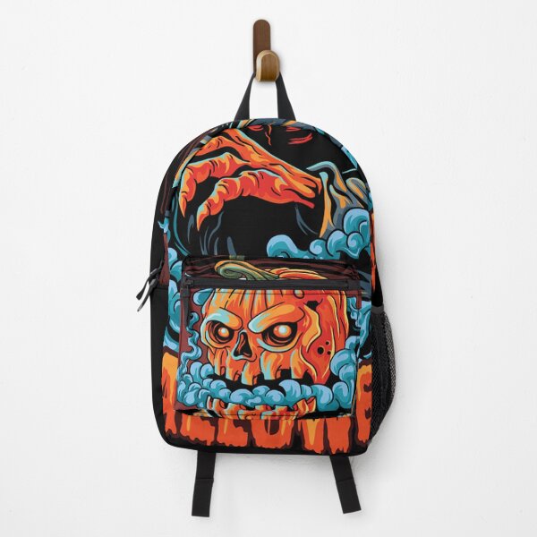 Item preview, a halloween zombie with a pumpkin head filled with smoke coming out of its mouth. editable layers vector artwork designed and sold by teemix.